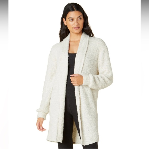 Beyond Yoga Cloud Cover Boucle Cardigan EUC size Large off white color - Picture 1 of 8